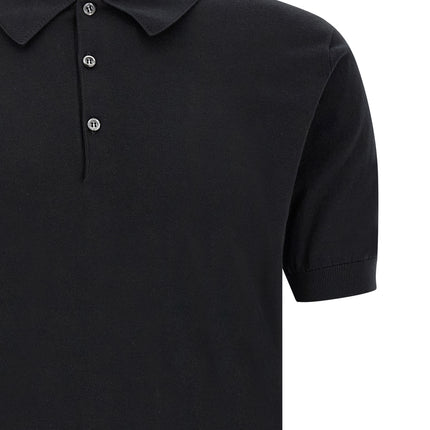 JOHN SMEDLEY Black Cotton Polo Shirt