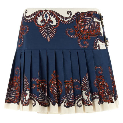 FARM RIO Blue Cotton Long Skirt