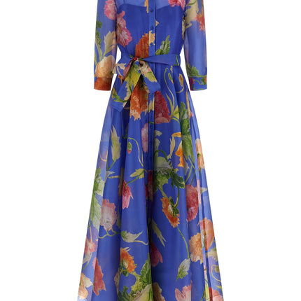 Carolina Herrera Blue Silk Long Dress