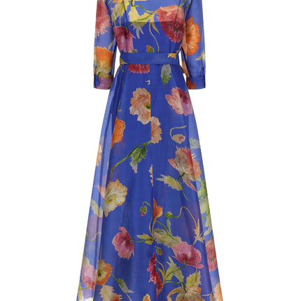 Carolina Herrera Blue Silk Long Dress