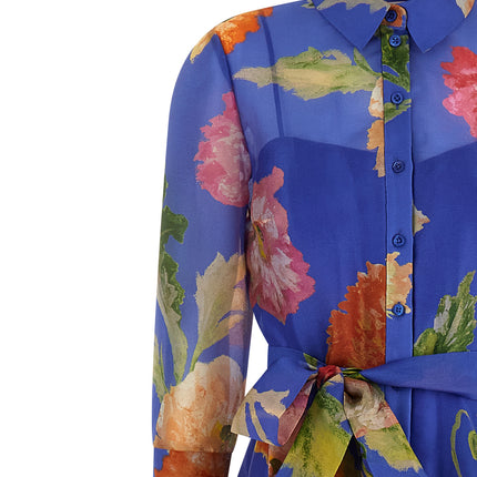 Carolina Herrera Blue Silk Long Dress