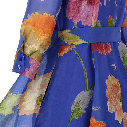 Carolina Herrera Blue Silk Long Dress