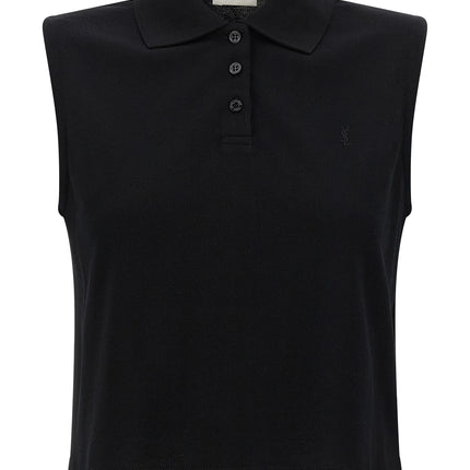 Saint Laurent Black Cotton Polo Shirt