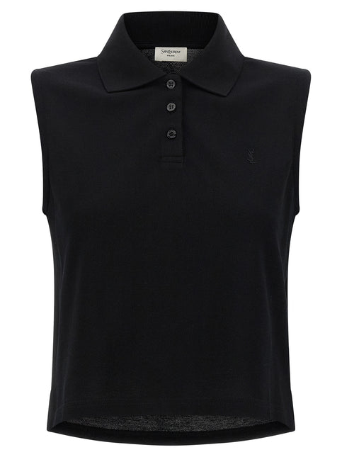 Saint Laurent Black Cotton Polo Shirt