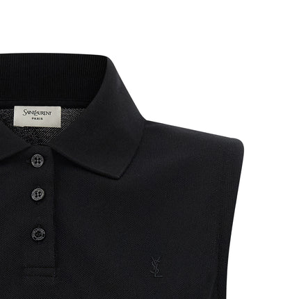 Saint Laurent Black Cotton Polo Shirt