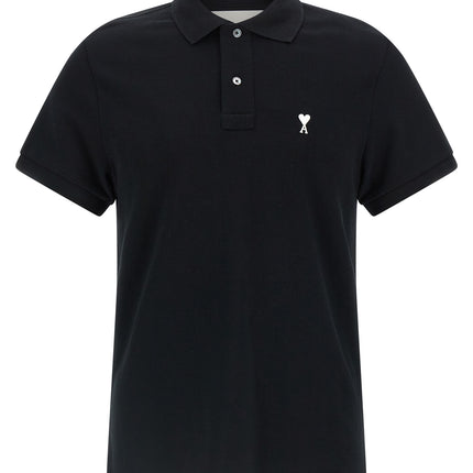 Ami Paris Black Cotton Polo Shirt