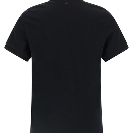 Ami Paris Black Cotton Polo Shirt