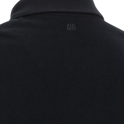 Ami Paris Black Cotton Polo Shirt