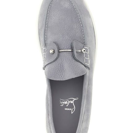 Christian Louboutin Gray Calfskin Slip-On Loafers