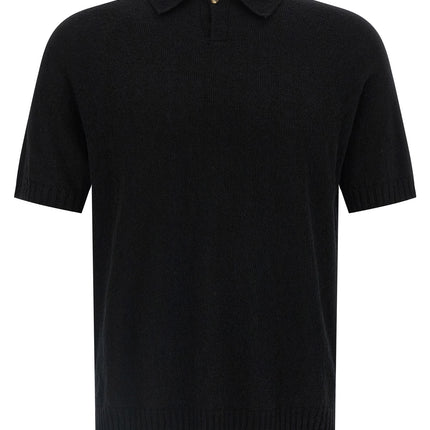 MA'RY'YA Black Cotton Polo Shirt