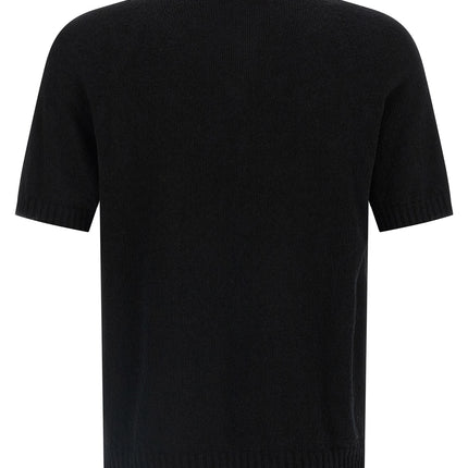MA'RY'YA Black Cotton Polo Shirt
