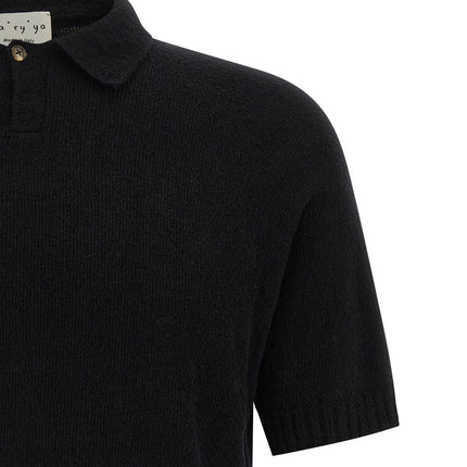 MA'RY'YA Black Cotton Polo Shirt
