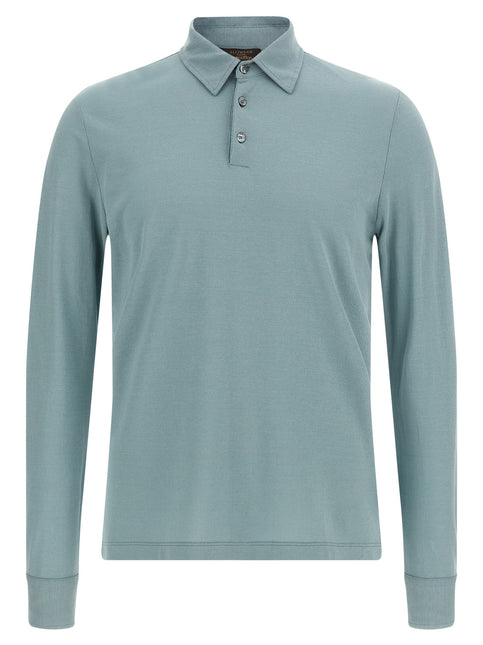 ZANONE Blue Cotton Polo Shirt