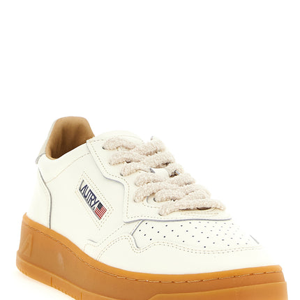 Autry Beige Cowhide Low Top Sneakers