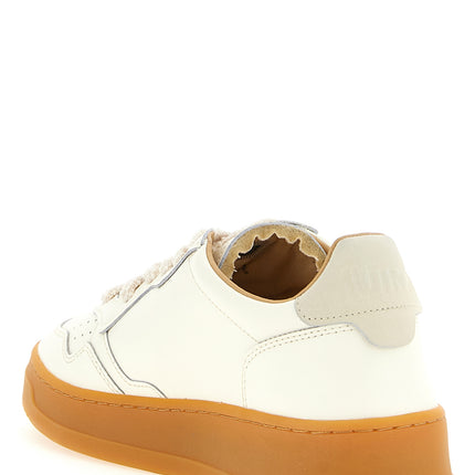 Autry Beige Cowhide Low Top Sneakers