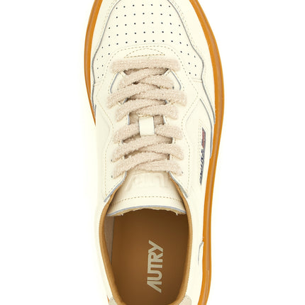 Autry Beige Cowhide Low Top Sneakers