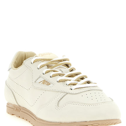 Autry Beige Cowhide Low Top Sneakers