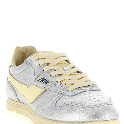 Autry Silver Cowhide Low Top Sneakers