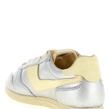 Autry Silver Cowhide Low Top Sneakers