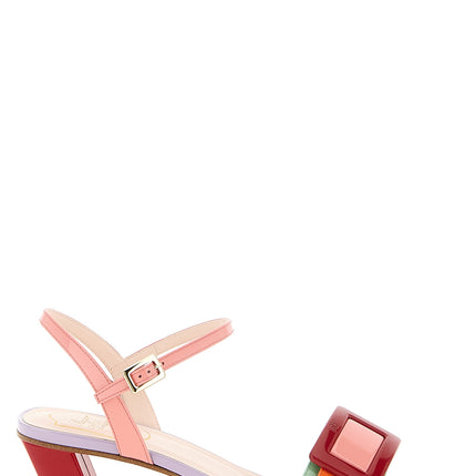 Roger Vivier Multicolor Calfskin Stiletto Heel Sandals