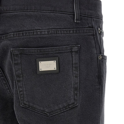 Dolce & Gabbana Black Cotton Straight-Leg Jeans