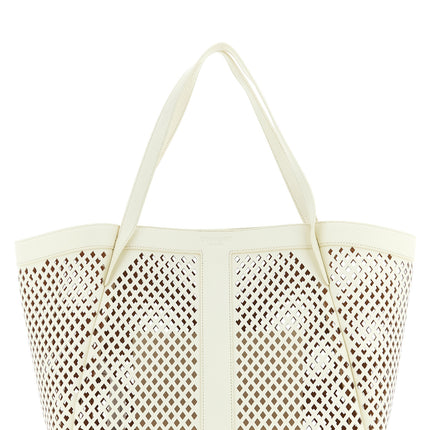 Twinset White Leather Tote Bag