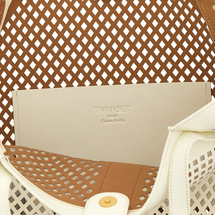 Twinset White Leather Tote Bag
