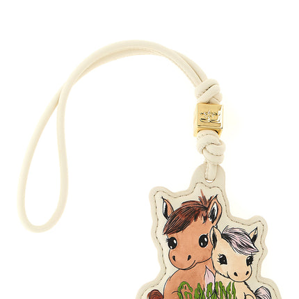 Ganni Beige Leather Keychain