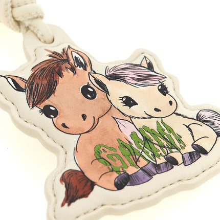 Ganni Beige Leather Keychain