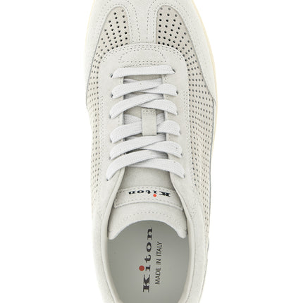 Kiton Gray Calfskin Low Top Sneakers