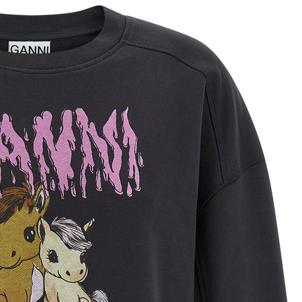 Ganni Black Organic Cotton Sweatshirt