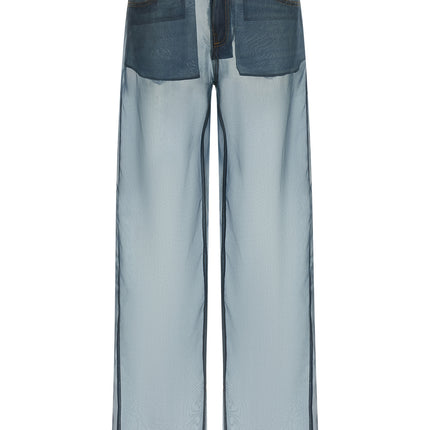 Haikure Blue Silk Casual Pants