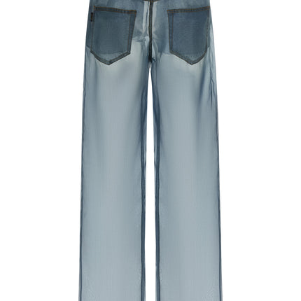 Haikure Blue Silk Casual Pants