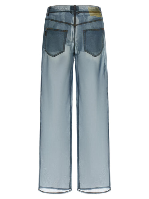 Haikure Blue Silk Casual Pants