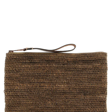 Ibeliv Brown Raffia Clutch Bag