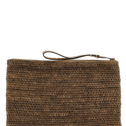 Ibeliv Brown Raffia Clutch Bag