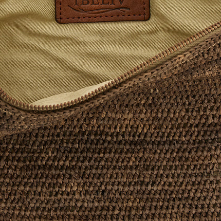 Ibeliv Brown Raffia Clutch Bag