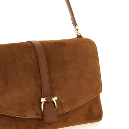 Ferragamo Brown Goatskin Shoulder Bag