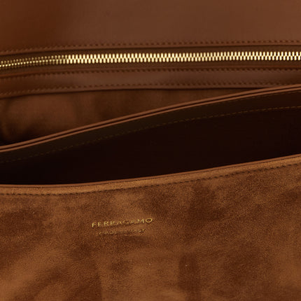 Ferragamo Brown Goatskin Shoulder Bag