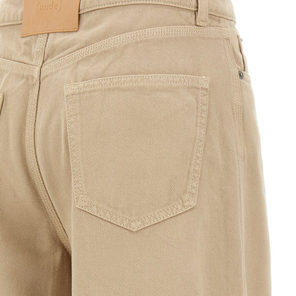 NUDE Beige Cotton Flared Pants