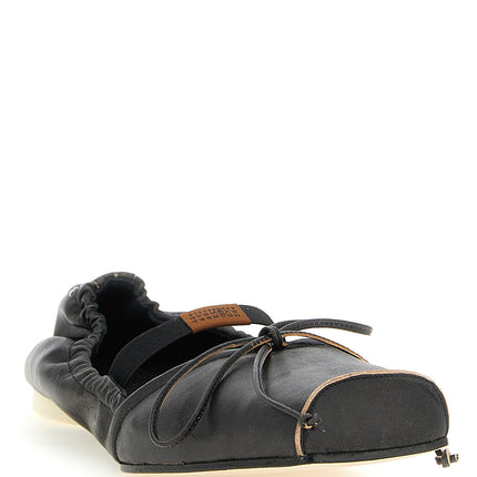 MM6 Maison Margiela Black Cowhide Ballet Flats