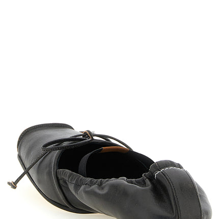 MM6 Maison Margiela Black Cowhide Ballet Flats