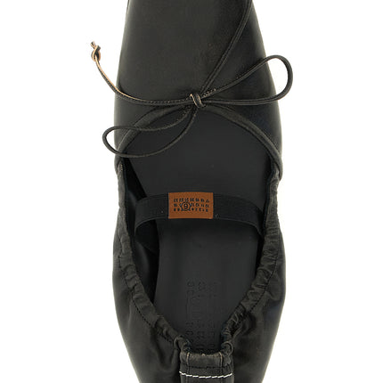 MM6 Maison Margiela Black Cowhide Ballet Flats