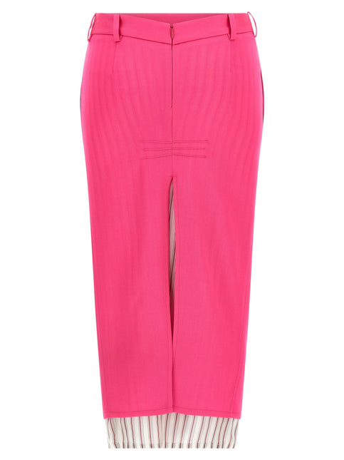 The Attico Fuchsia Virgin Wool Midi Skirt