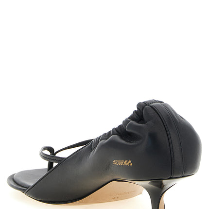 Jacquemus Black Lamb Leather Flat Sandals
