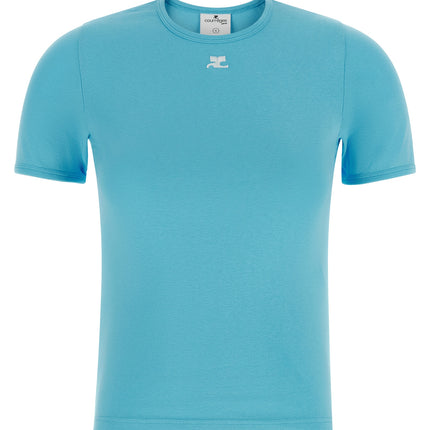 Courrèges Blue Cotton T-Shirt