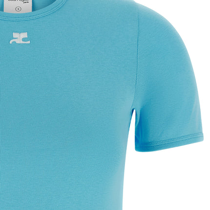 Courrèges Blue Cotton T-Shirt