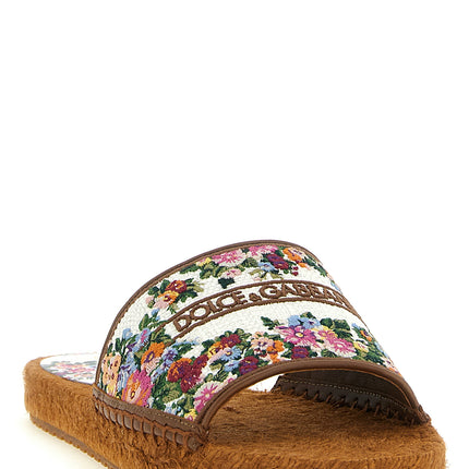 Dolce & Gabbana Multicolor Lamb Leather Slides