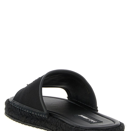 Dolce & Gabbana Black Cotton Slides