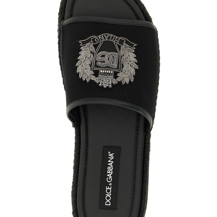 Dolce & Gabbana Black Cotton Slides